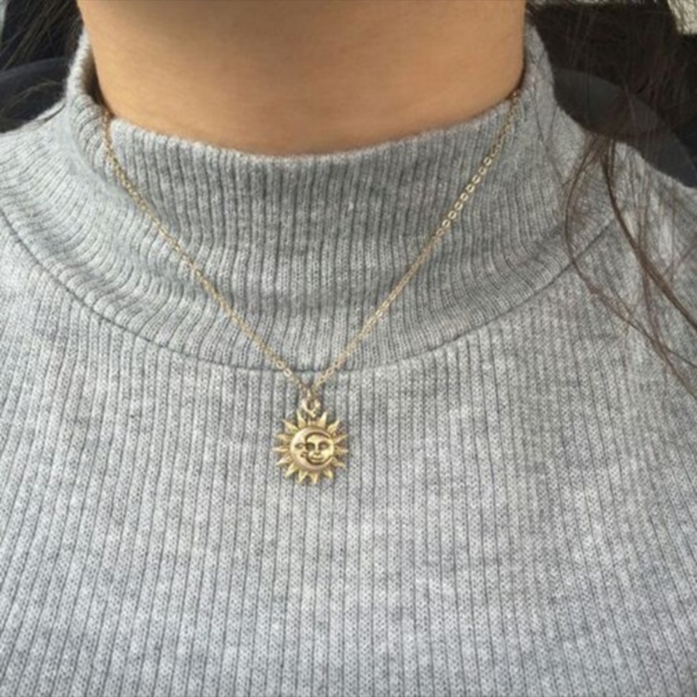 NEW Rustic gold dainty sun & moon charm necklace - Picture 2 of 5